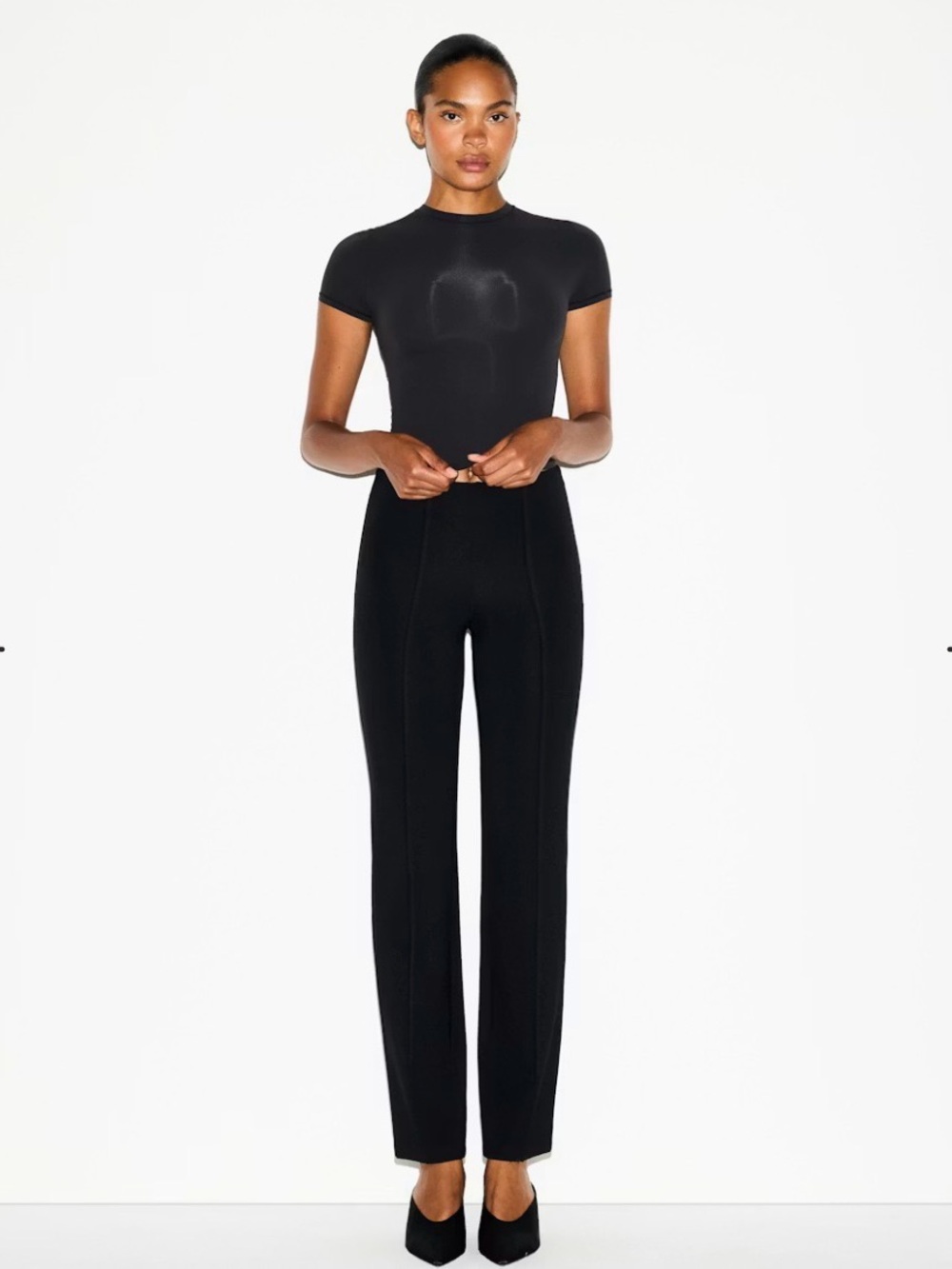 NWT - S - SKIMS HIGH-WAISTED PINTUCK STRAIGHT LEG PANT - Obsidian